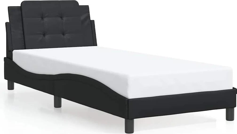 vidaXL fekete műbőr ágykeret matrac nélkül Zadar 100x200 cm