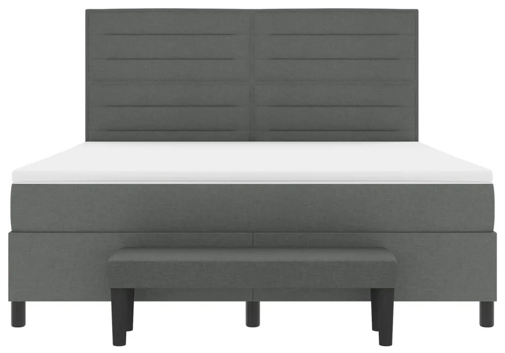 vidaXL Box Spring Ágy Mattal és Pad Sötétszürke 180x200 cm Szövet