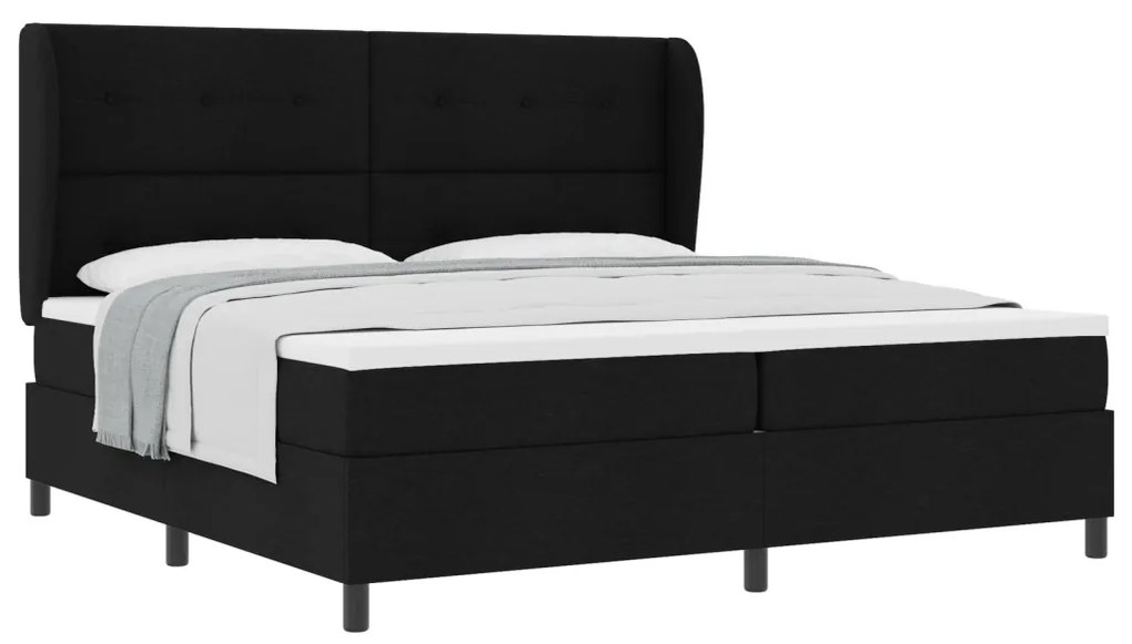 Boxspring Ágy Matraccal Fekete 200x200 cm Textil