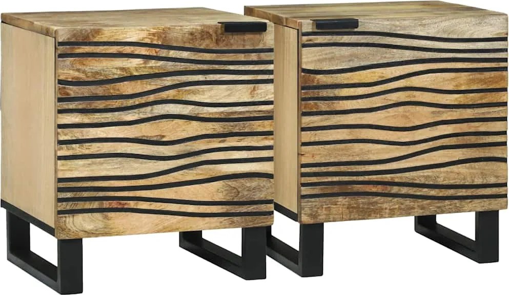vidaXL Éjjeliszekrény 2 pcs Barna 40 x 33 x 46 cm Tömör akácfa