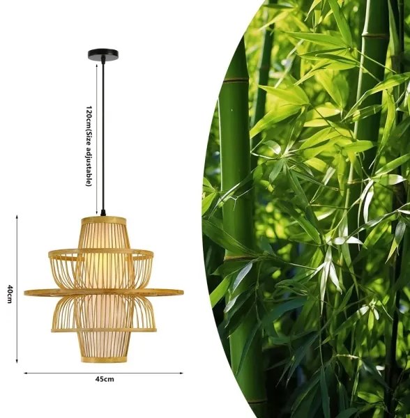 Immax 08254L - Csillár zsinóron PINCHOS 1xE27/40W/230V átm. 45 cm bambusz