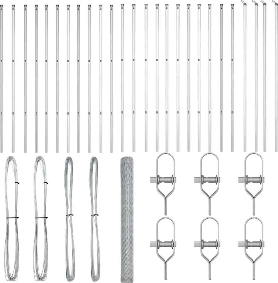 vidaXL Kerítésoszlop Ezüst 50 x 1,6 m (13 mm háló) Acél