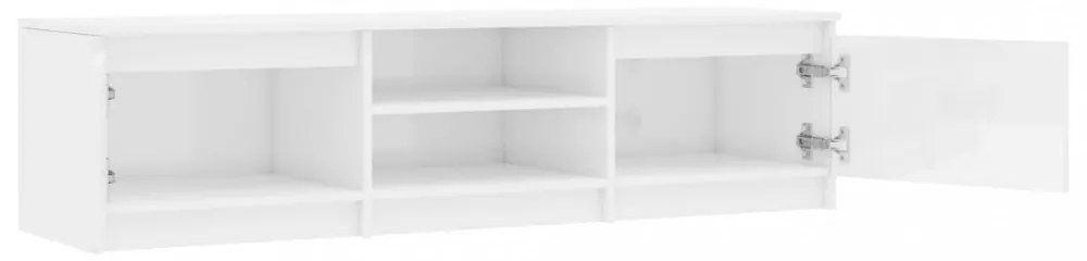 magasfényű fehér szerelt fa TV-szekrény 140 x 40 x 35,5 cm
