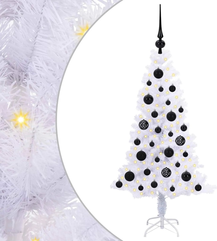vidaXL Mű karácsonyfa 150 LED-del állvánnyal Fehér 120 cm PVC és Acél