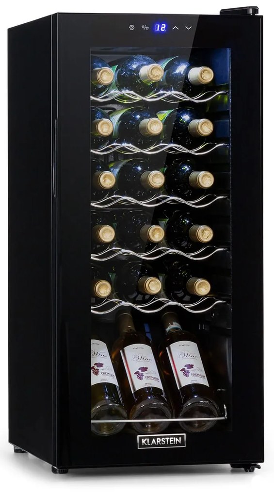 Klarstein Shiraz 18 Uno, borhűtő, 50 liter, 18 palack, 5-18°C, érintőképernyős vezérlőpanel