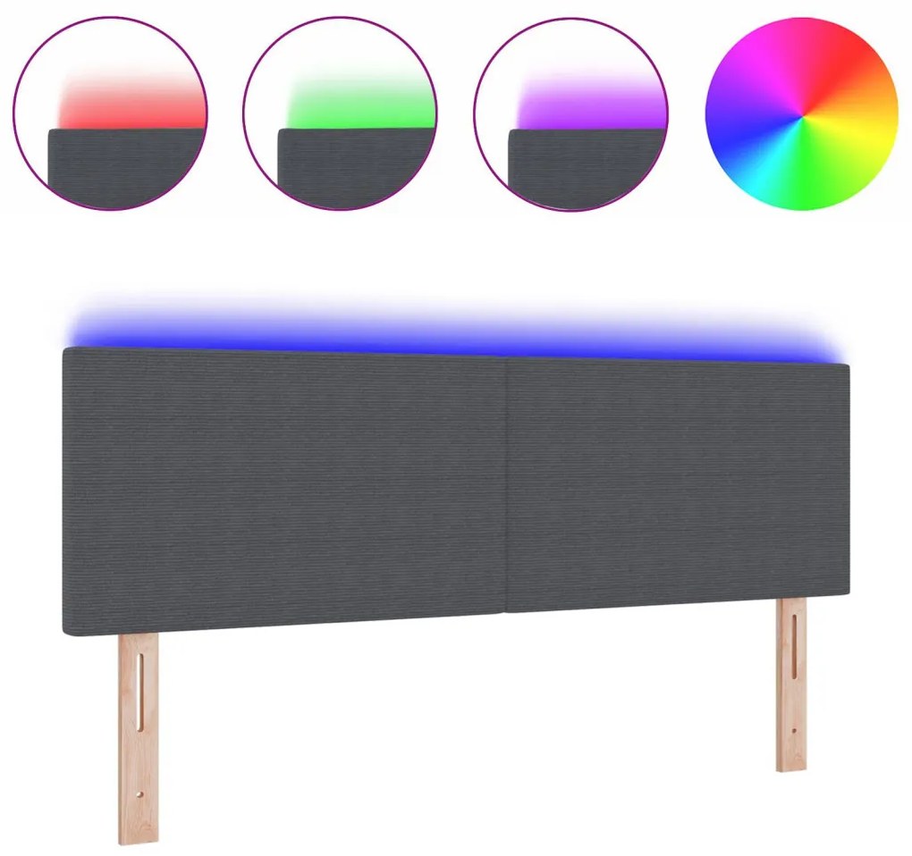 LED Fejtámla Egyszerű Design Sötétszürke 80 cm Corduroy Szövet