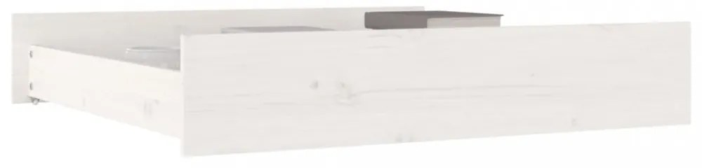 2 db fehér tömör fenyőfa ágyneműtartó fiók