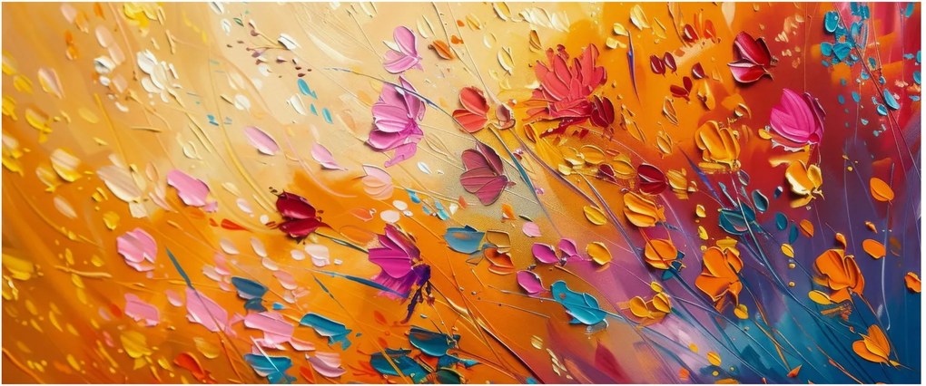 Kép - Színes virágok festése (120x50 cm)