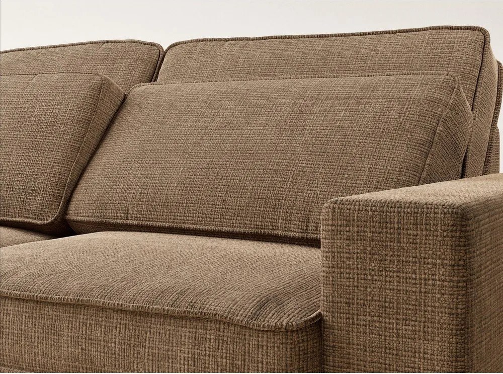 Világosbarna zsenília sarokkanapé (bal oldali-L alakú) Kirou – Maison de Rêve