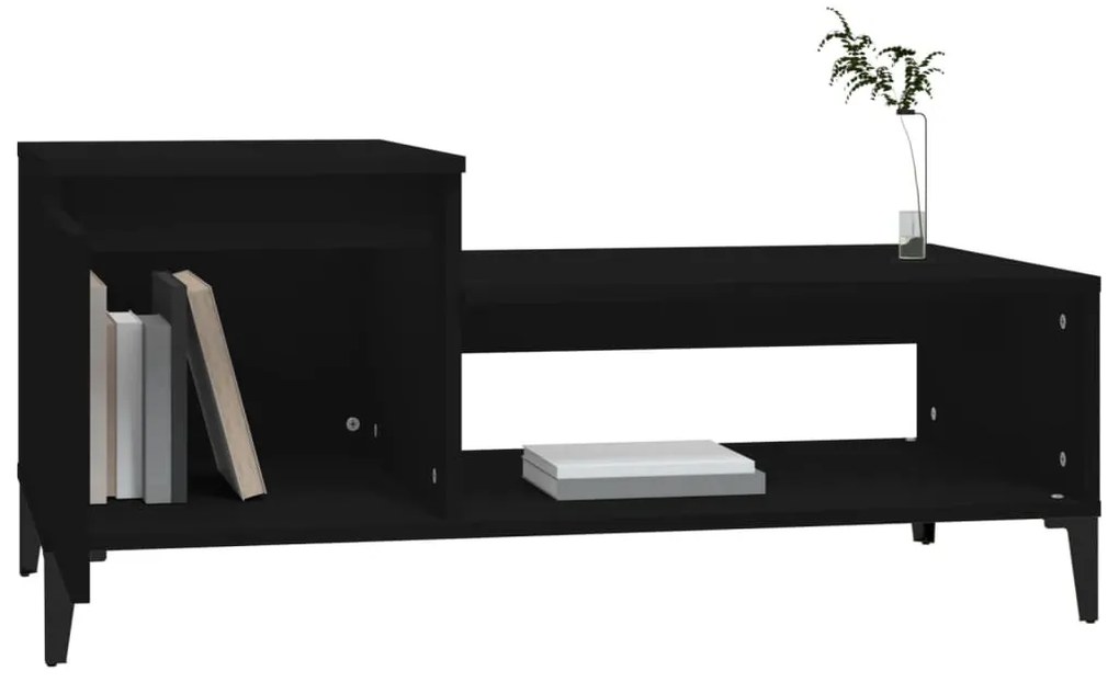 Fekete szerelt fa dohányzóasztal 100 x 50 x 45 cm
