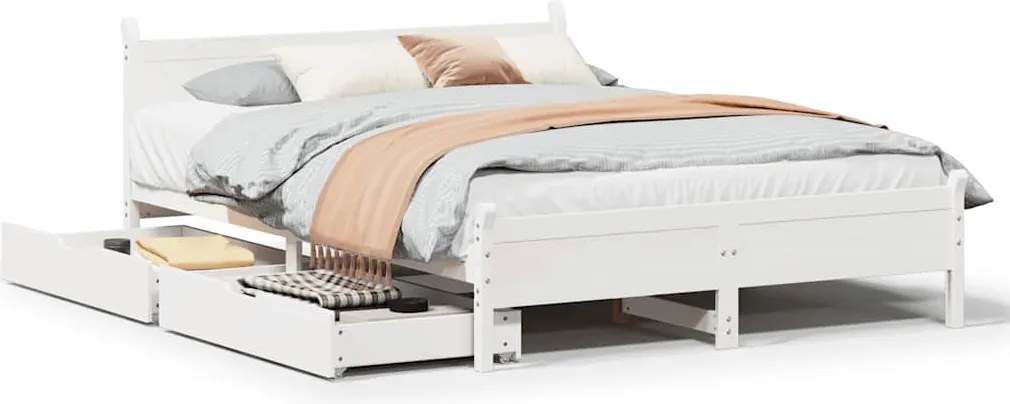 vidaXL fehér tömör fenyőfa ágy matrac nélkül 120 x 200 cm