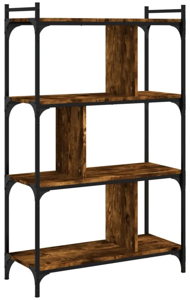 4 szintes füstös tölgy színű fa könyvespolc 76 x 32 x 123 cm