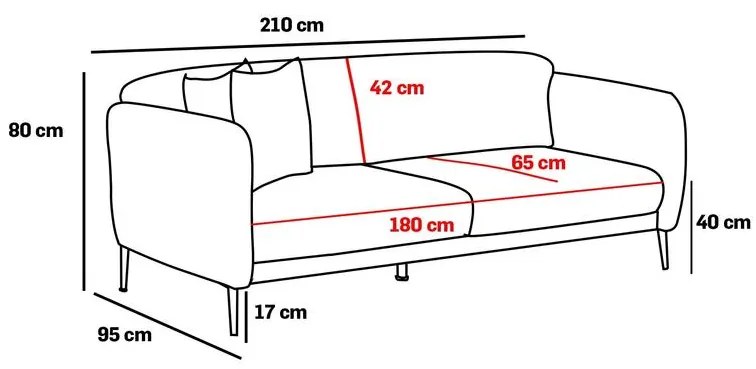 3 személyes kanapéágy Venus 3-Seat - Szürke