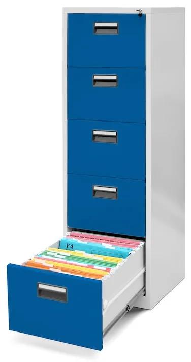 SARA V005 fém irattartó szekrény – szürke-kék JAN NOWAK, 5 fiókos Z0-MDFB-Z29W