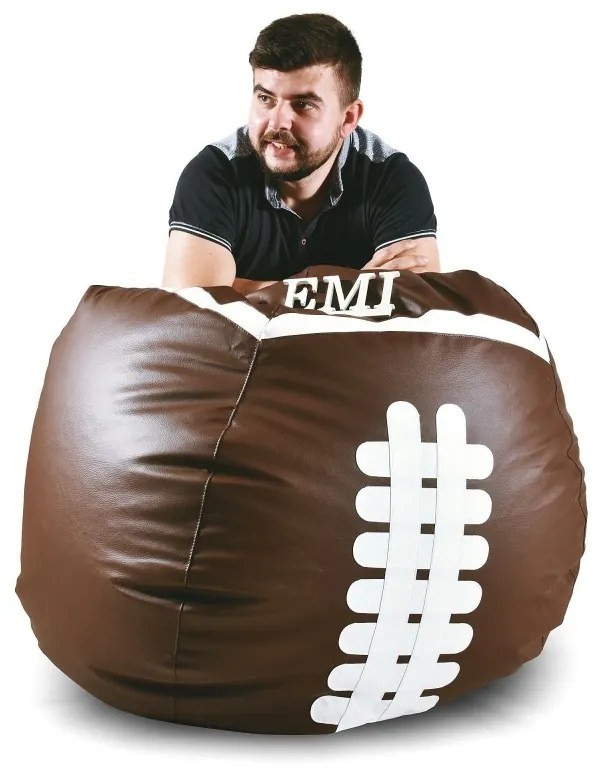 EMI Amerikai focilabda mintás barna-fehér műbőr babzsákfotel
