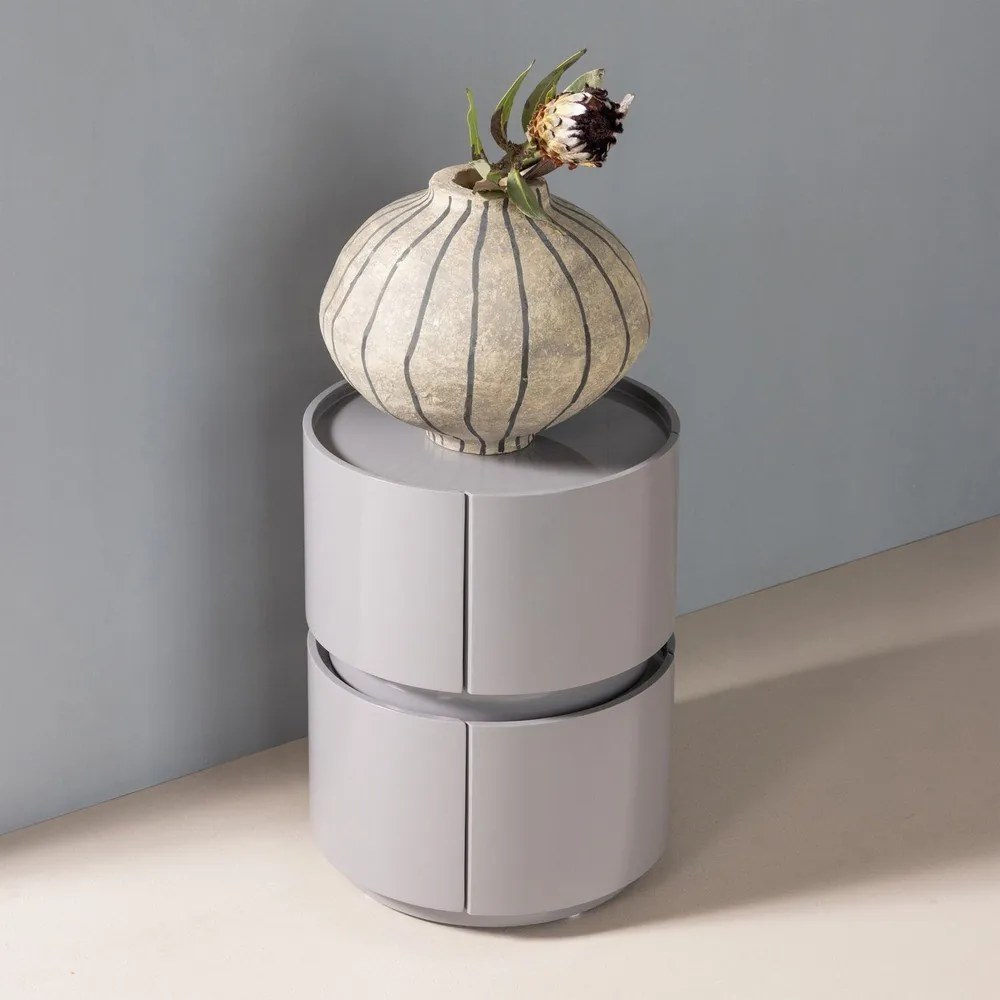 Világosszürke fényes éjjeliszekrény Lunex – WOOOD