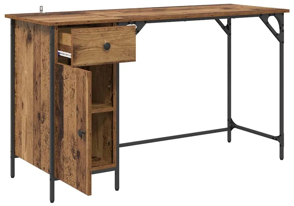 vidaXL Számítógépes asztal fiókkal Öreg fa 131 x 48 x 75 cm Faanyag