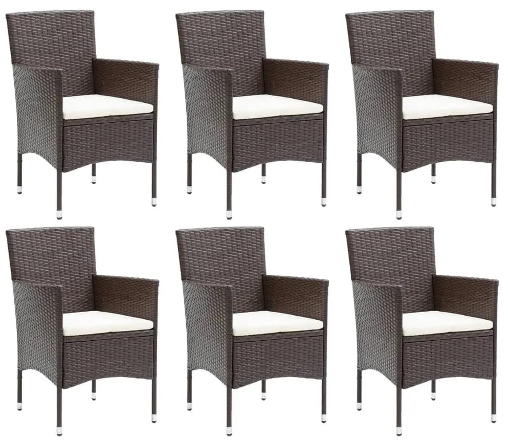 7 részes barna polyrattan kerti étkezőgarnitúra párnákkal