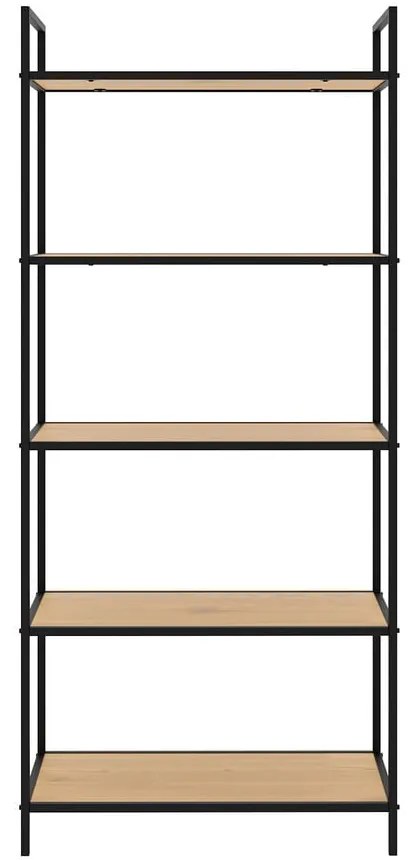 Fekete-natúr színű polcos állvány tölgyfa dekorral 70x156x35 cm Altino – Unique Furniture