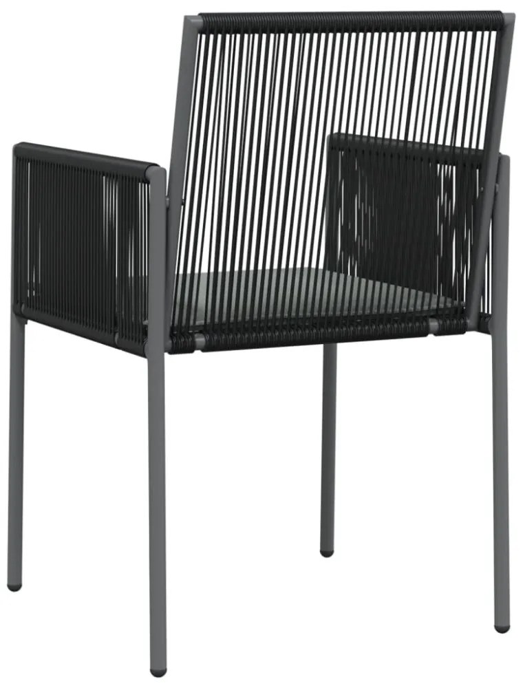 6 db fekete polyrattan kerti szék párnával 54x60,5x83,5 cm