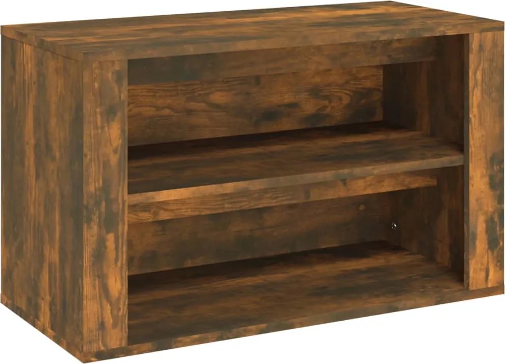 vidaXL füstös tölgy színű szerelt fa cipőtartó 75x35x45 cm