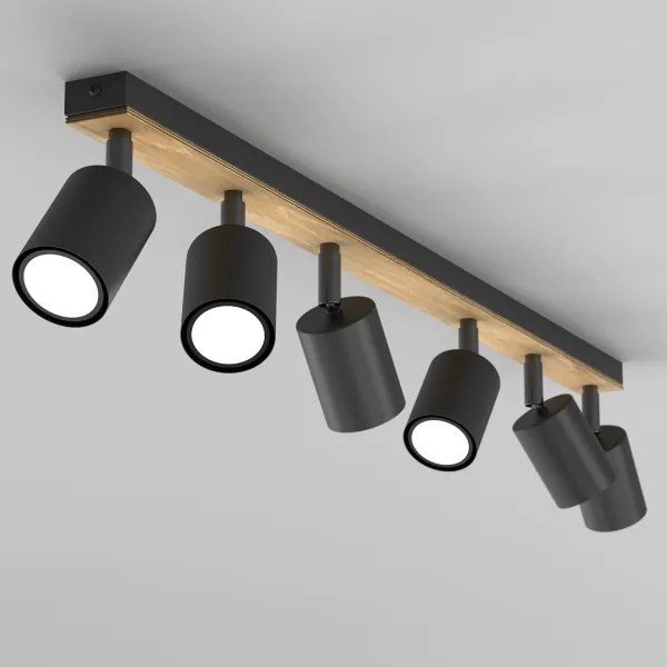 Spotlámpa TULON 6xGU10/8W/230V fekete/tölgy