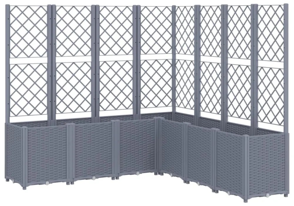 kékszürke polipropilén rácsos kerti ültetőláda 160 x 160 x 140 cm