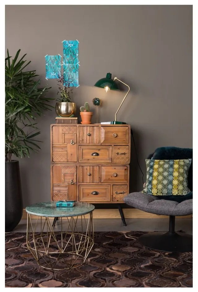 Tárolóasztal márvány lappal, ⌀ 51 cm - Dutchbone