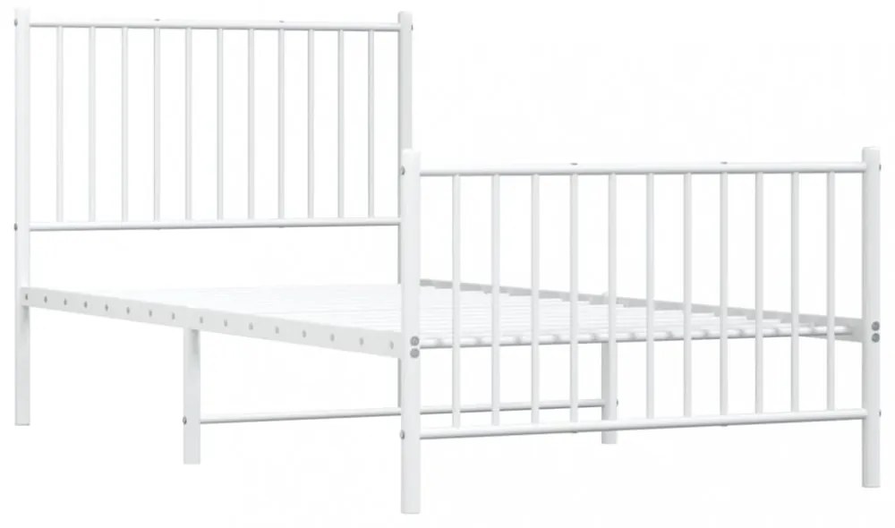 fehér fém ágykeret fej- és lábtámlával 90 x 190 cm