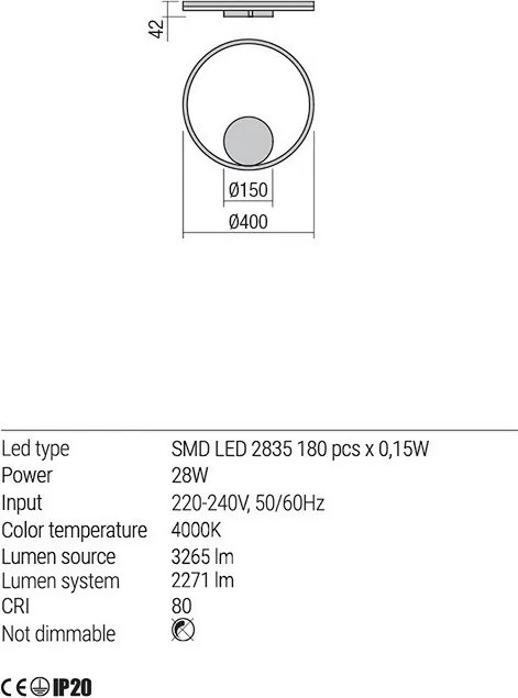 Fali Lámpa Bronz ORBIT REDO 01-1903-TRIAC