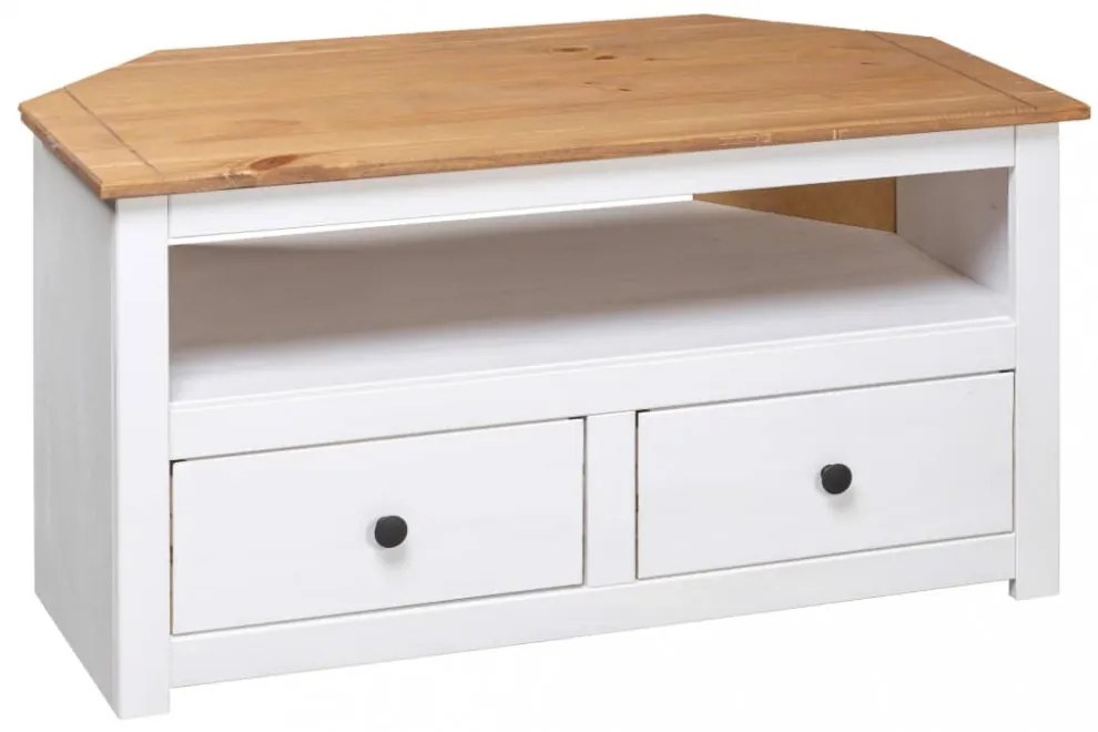 fehér tömör fenyőfa sarok TV-szekrény 93 x 49 x 49 cm