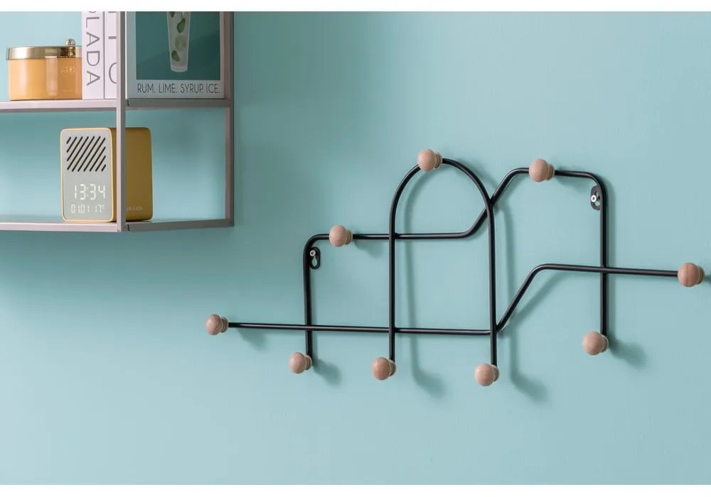 Fekete fém fali fogas 71 cm Maze – PT LIVING