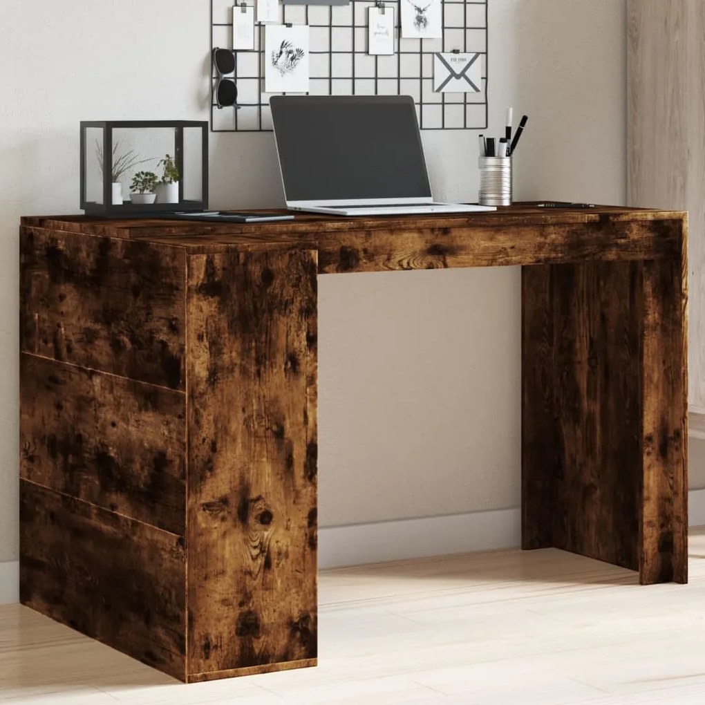 füstös tölgy színű szerelt fa irodai asztal 123,5x73,5x75 cm