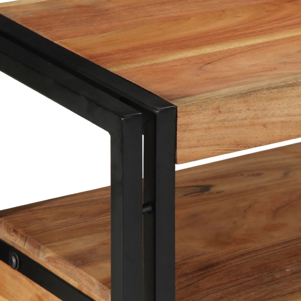 Végasztalok Fekete 120x33x75 cm Tömör akácfa és fém