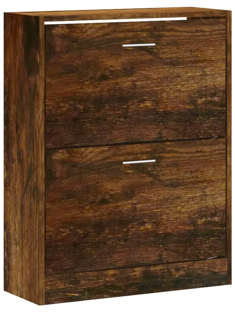 füstös tölgy színű szerelt fa cipősszekrény 63x24x81 cm