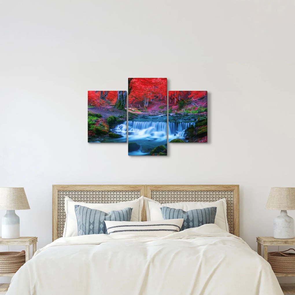 Kép Vízesés egy vörös erdőben (90x60 cm)