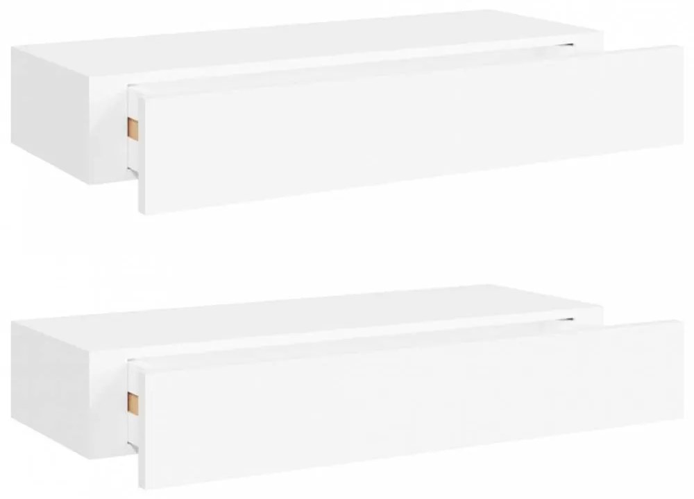 2 db fehér falra szerelhető fiókos polc 60 x 23,5 x 10 cm