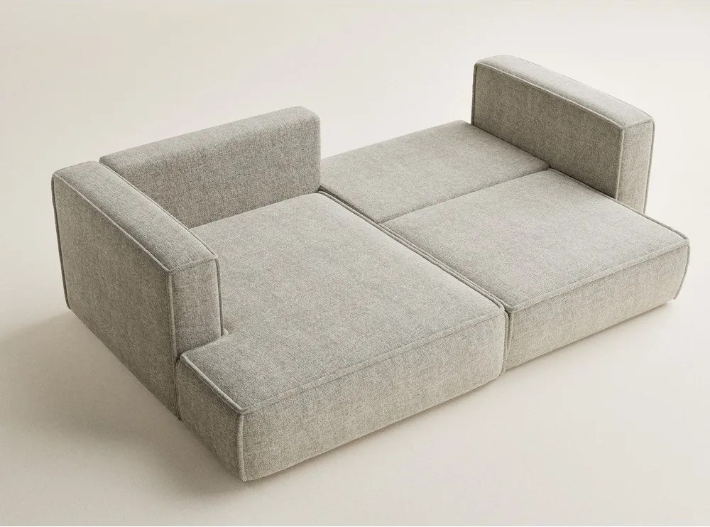 Bézs zsenília kinyitható-tárolóhelyes sarokkanapé (bal oldali-heverő résszel) Velto – Maison de Rêve