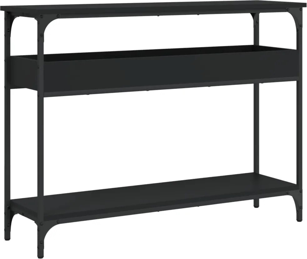vidaXL fekete szerelt fa tálalóasztal polccal 100x29x75 cm