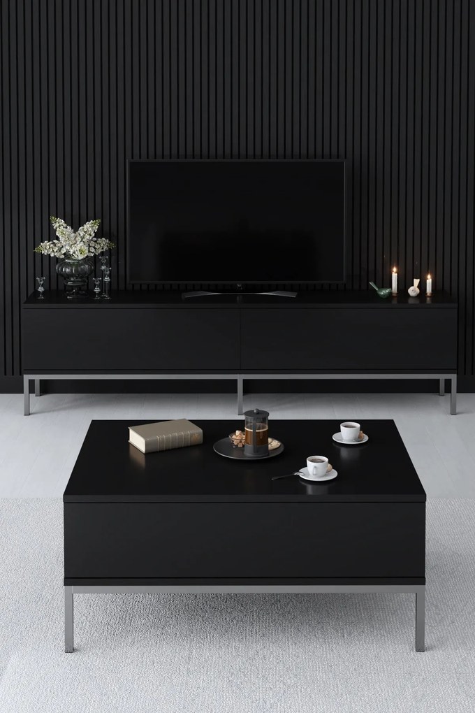 TV szekrény Lord - Black, Silver
