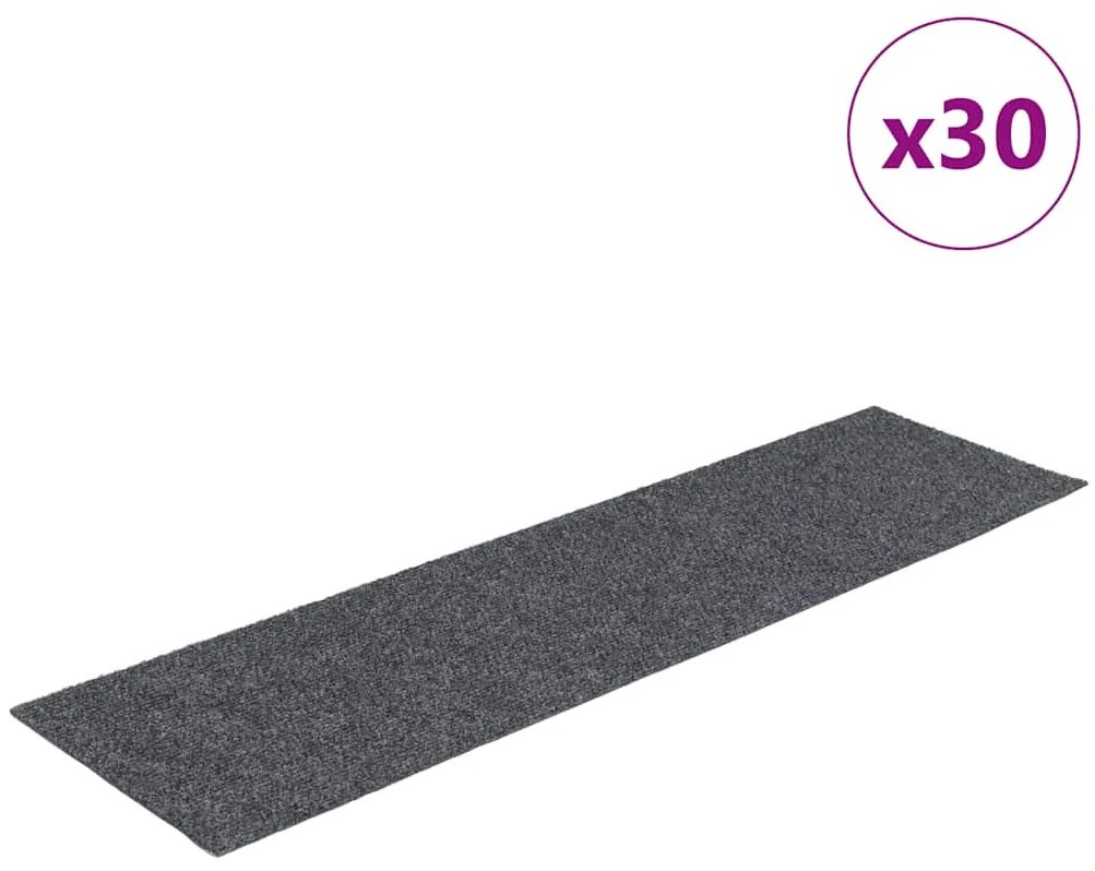 vidaXL 30 db világosszürke lépcsőszőnyeg öntapadós téglalap alakú