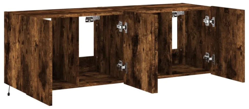 2 db füstös tölgy fali TV-szekrény LED-ekkel 60x35x41 cm