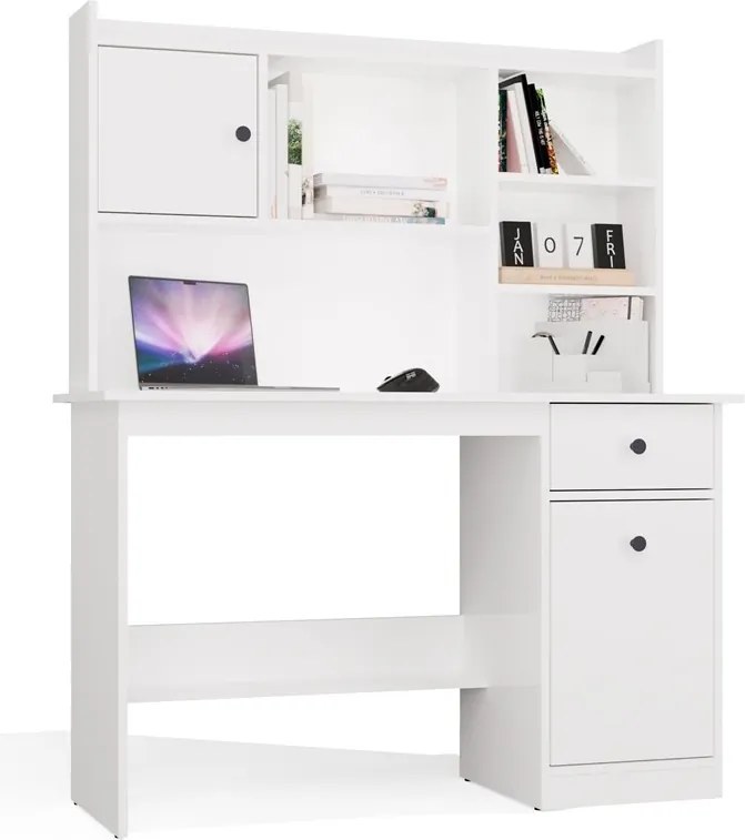 Aldabra CHESTER 120 íróasztal 120x45x145 cm, felső polcokkal, fehér