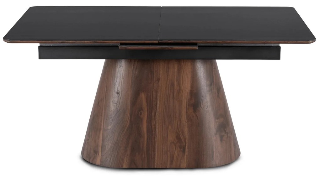 Fekete Márványhatású Bővíthető Kerámia Étkezőasztal Dió Vázzal. LIZBONA 160-200 cm