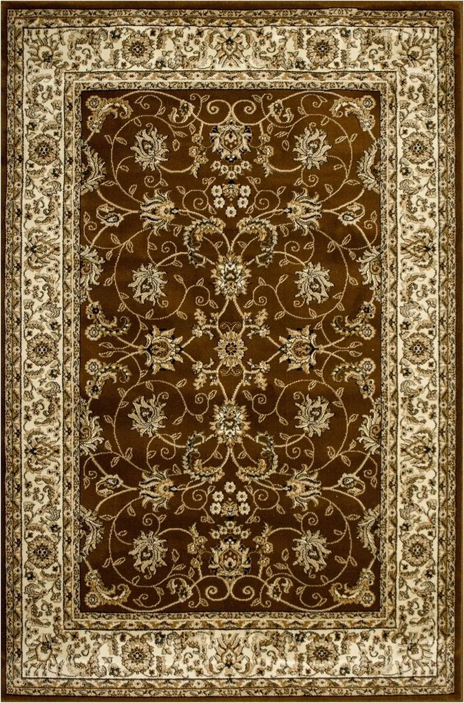 Hagyományos Puha Díszszszőnyeg Virágos Barna Bézs Rose 240x330 cm