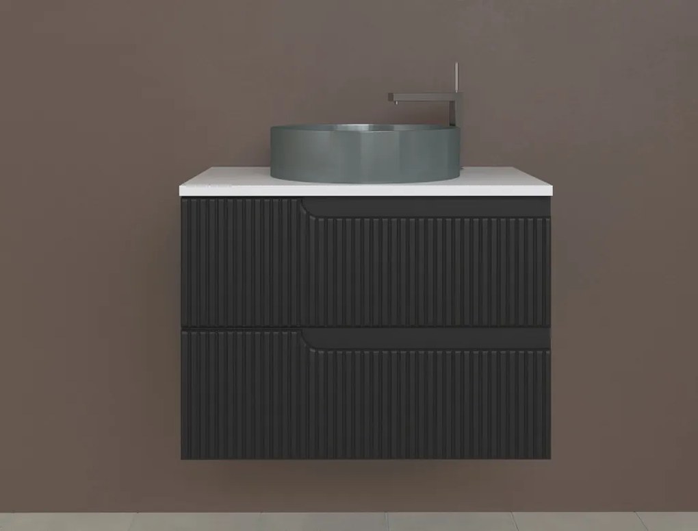 Piramida EURIDIKA fali fürdőszobabútor - mosdópult mosdó nélkül -2 fiókos - PINO FEKETE - 75 x 48 x