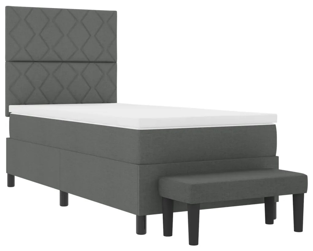 Box Spring Ágy Matraccal és Pad Sötétszürke 90x200 cm Szövet