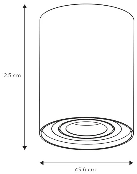Lucide 22952/11/30 - TUBE 1xGU10/50W/230V fekete spotlámpa