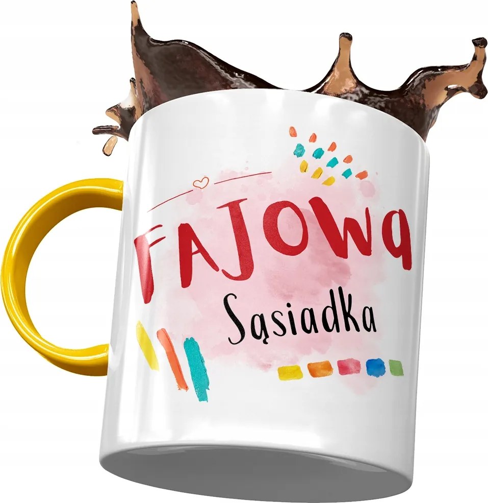 Sárga Bögre A Szomszédnőnek Cool Szomszédnő! Nyomtatott Bögre Fotóval