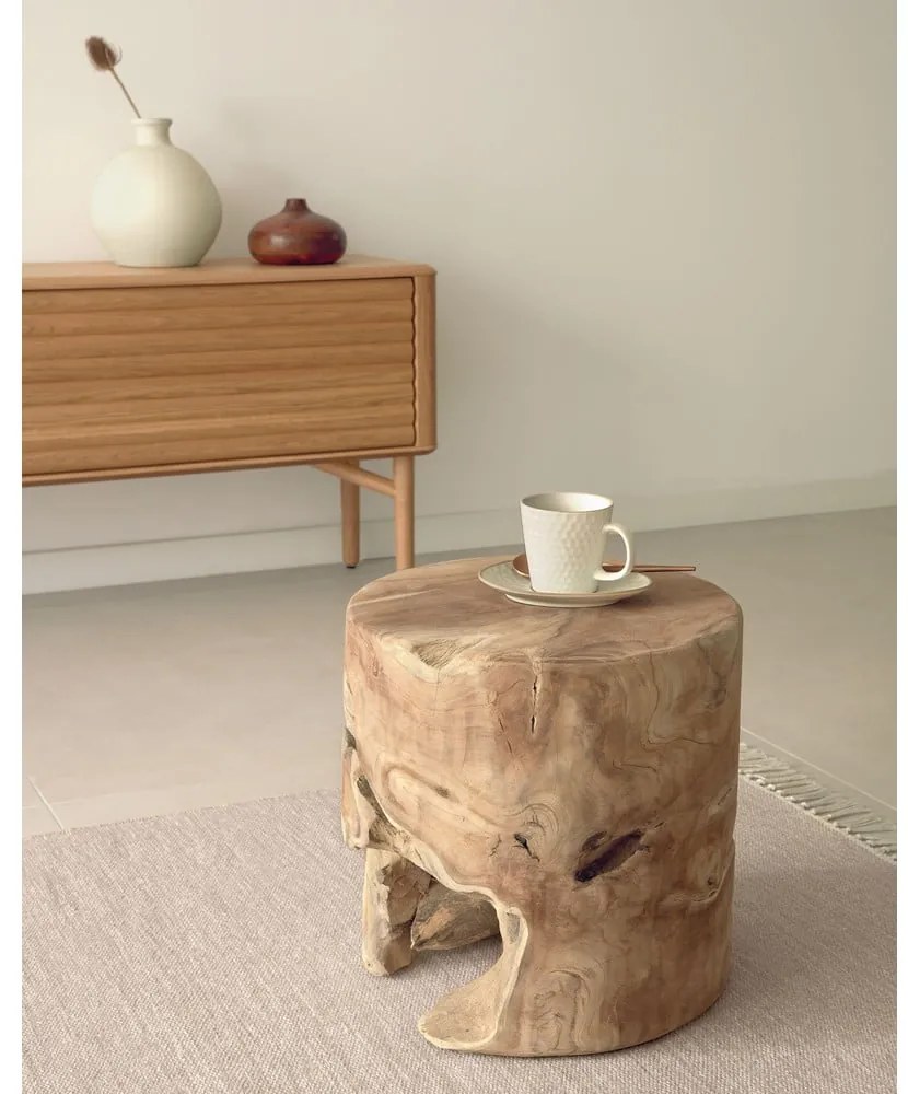 Teakfa kerek tárolóasztal ø 35 cm Tropicana – Kave Home